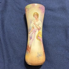 Antique Royal Bonn Mehlem Signed Wirkner Portrait Vase Lady Hand Painted Germany picture