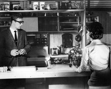 The Ipcress File 1965 Michael Caine cooks in kitchen Sue Lloyd seated 8x10 photo picture
