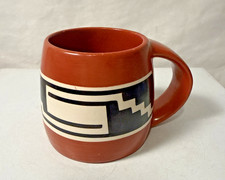 Gila Poly Polychrome mug signed JW vintage 1970s geometric design terra cotta picture
