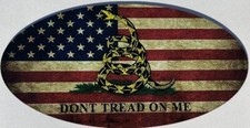 Patriotic 3” x 6” Oval Magnet Decal “Don’t Tread On Me” Gadsden Flag. Car Decal picture