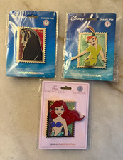 Disney Signature Royal Stamp Pin Set Wave 6 (Ariel, Peter Pan, and Khan) picture