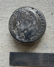 Antique c1870 Napoleon III St George Dragon Coin Vesta Case Match Safe Striker picture
