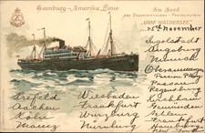 Ocean liner Ship Graf Waldersee Hamburg Amerika c1900 Vintage Postcard bhn #2 picture