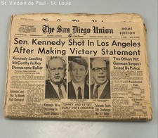 1968 Robert F. Kennedy Assassination Newspaper June 5th - 9th San Diego Union picture