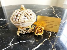 Love 16th Anniversary Birthday 2011 Vintage Faberge Egg MusicBox REAL EGG & ROSE picture