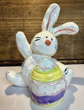 Vintage WCL Ceramic Easter Bunny Figurine Pastel Egg Spring Decor 7.5” picture