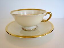 8 Sets of LENOX TUXEDO CUPS & SAUCERS Off White with GOLD TRIM picture