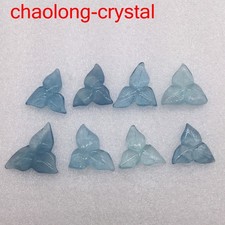15G/8PCS Natural Blue Aquamarine Quartz Carved Clover Pendant Healing picture