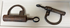 Antique Iron Padlock and Shackle Lock c1850s, Afghan in origin; both work well picture