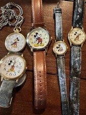 Mickey Mouse Watches Vintage Lot 0f 5 DISNEY Untested For PARTS Lotus  As-Is picture