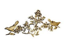 VTG-Syroco MCM 3 Piece Birds&Dogwood W/Flowers Wall Plaques USA Gold  1960's picture