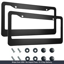 2PCS Matte Black License Plate Frames, 2 Holes Solid Aluminum License Plate Hold picture