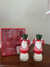 Martha Stewart ceramic Santa Claus Candlestick Holders picture