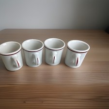 Vintage Shenango China Anchor Hocking Red Stripe Diner Mugs USA Set of 4 picture