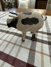 Nancy  Thomas Vintage Wooden Hand Painted Pig~Signed And Dated 1982 picture