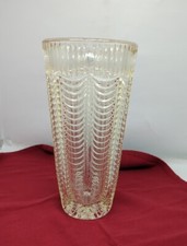 Art Deco Clear Glass Vase With Scalloped Draped Ribs 10