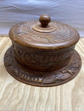 Vintage Tiki Hand Carved Wooden Cake Cover picture