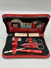 VTG Zippered Travel Sewing Kit Case w/ Scissors, Needles & Tapestry Yarn Needles picture