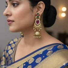 Indian Traditional Gold Plated Kashmiri ghunghru Long Earrings for Women & Girls picture