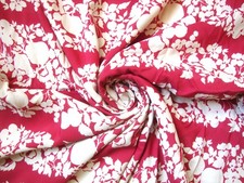 Vintage 1940's Rayon Print Fabric-White Silhouettes on Deep Rose -4 Yards X 41
