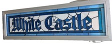 Original Stain Glass White Castle Restaurant Advertising Sign Metal Frame... picture