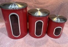Kitchen Canister Set (3) Retro Room Essentials Red picture