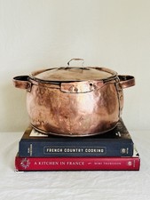 Antique Rustic Hand Hammered Copper Pot with Lid and Handles picture