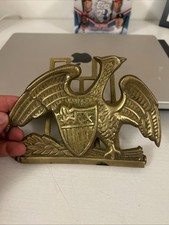 VTG Virginia Metalcrafters Brass Eagle Trivet/Door Stop Decorative Eagle/Shield picture