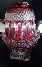 Westmoreland RUBY Red Flashed & Clear-cut Glass Fairy Lamp Wakefield Iridescent picture