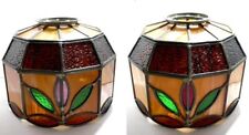 Vintage Leaded Stained Glass Slag Glass Hanging Lamp Shade 10