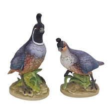 Vintage Andrea By Sadek California Quail Pair 8619 Porcelain Bird Statues *READ* picture