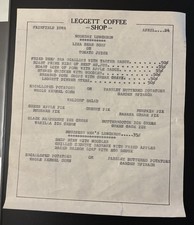 1920’s Menu From The Famed Leggett Coffee Shop In Fairfield Iowa Hotel picture