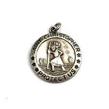 Vintage Sterling Silver Chapel Saint Christopher Protect Us Medal picture