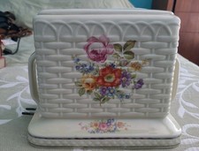 Rare Porcelier Art Deco Wild Flower Basketweave Toaster WORKS 1930s Grandmacore picture