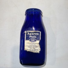 Vintage Hazel Atlas Cobalt Blue Glass Bottle Jar 4887 Square Milk Medicine picture