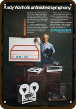 1975 ANDY WARHOL & PIONEER STEREO Vintage Look DECORATIVE REPLICA METAL SIGN picture