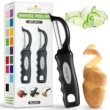 Spring Chef Swivel Vegetable Peeler with Soft Grip Handle, Set of 2, Black picture