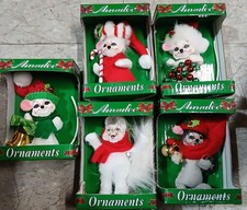 Lot of 5 Boxed Annalee Mobilitee Doll Mouse Mice Elf Christmas Tree Ornaments picture