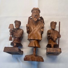 Set of 3 HAND CARVED WOODEN Wood Sculptures picture