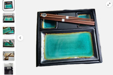 Miya Kosui Sushi Set For 2, Blue Green Teal - Chop Sticks- Japan picture