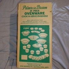Vtg Glasbake Primrose Dream 31 Pc Cook-N-Serve Set Sealed New Old Stock NOS picture
