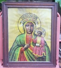 Antique Our Lady of Czestochowa Framed Print Madonna & Child Jesus & Mary picture