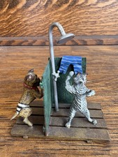 Vienna Bronze Bergman Pepping Tom Pug Dog Cat Taking a Shower Voyeur Austrian picture
