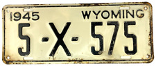 Wyoming 1945 License Plate Vintage Trailer Tag Albany Co Cave Collector Decor picture
