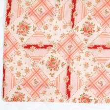 Vintage Cotton Blend Fabric Yardage 1970s Peach Orange Roses 45x128 Dressmaking picture