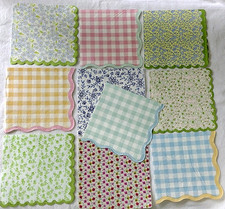10 TINY FLORAL PASTEL GINGHAM PRINTS BEVERAGE Paper Napkins ~ Decoupage Bundle picture