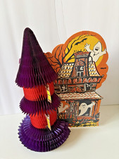 Vtg 1980s Amscan Diecut Cardboard Halloween Haunted Ghost House Honeycomb picture