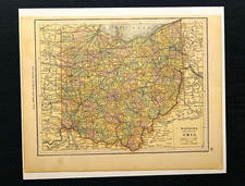 1885 Watson’s Antique Map Ohio Indiana Double Sided Original Atlas Leaf Gaylord picture