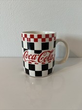 Vintage 1996 Coca-Cola 12 oz Checkered Coffee Mug picture