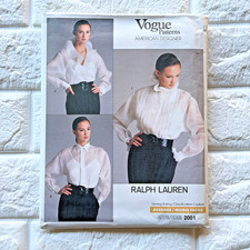 Vtg Vogue 2001 Pattern Sz 14 Ralph Lauren 80s Designer Blouse Camisole UC FF picture